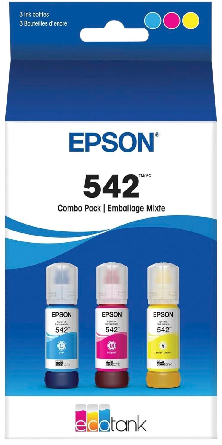 Epson T542 Eco Tank Ink Refill 3 Color Combo, Cyan, Magenta, Yellow 2149609